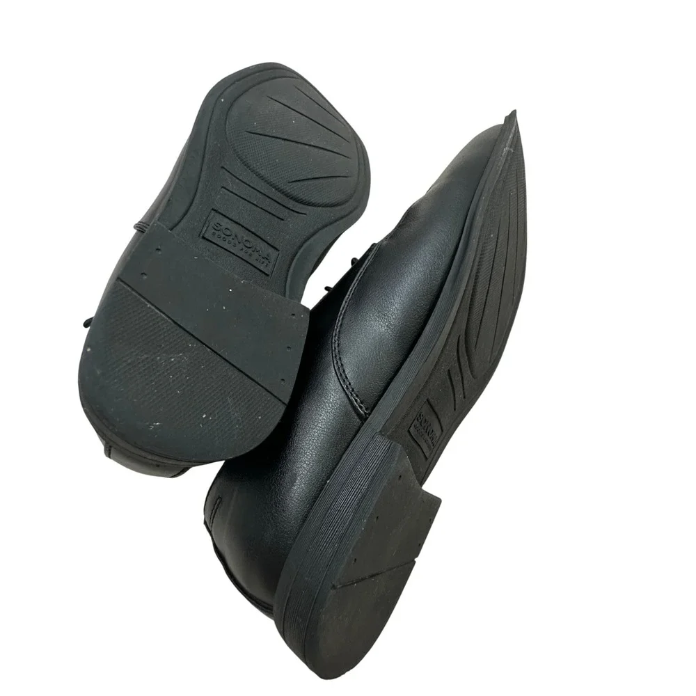 Sonoma Boys Alexander Black Square Toe Lace Up Dress Shoes Memory Foam Size 7 M